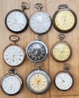 Auktion 358 / Los 2019 <br>9x div. Quartz und mechan.  Taschenuhren, Werke nicht geprüft