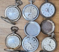 Auktion 358 / Los 2021 <br>6x mechan. Sprungdekel-Taschenuhren, wohl alle laufen, 2 Deckel lose