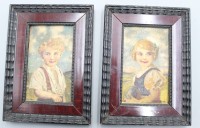Auktion 358 / Los 4029 <br>Paar Kinderportraits, signiert Eichstetter 1946, je gerahmt, RG 23 x 16,7cm
