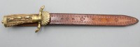 Auktion 358 / Los 7029 <br>Hirschfänger, Lederscheide diese gemarkt und datiert, JH 2023, L-49cm