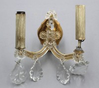 Auktion 358 / Los 16013 <br>2flammige Wandlampe, Glasbehang, Palme &amp; Walter KG, Funktion nicht geprüft, H-21,5cm T-12,5cm