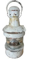 Auktion 358 / Los 16018 <br>gr. original Schiffslampe, Kupfer unter grauer Farbe, Petroleum Lampeneinsatz, H-60 cm