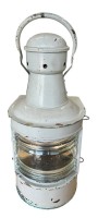 Auktion 358 / Los 16019 <br>orig. Schiffslampe, Kupfer unter grauer Farbe, ohne Einsatz, H-57 cm