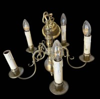 Auktion 358 / Los 16022 <br>kl. Messing Deckenkrone, 5-flammig, D- ca. 40 cm