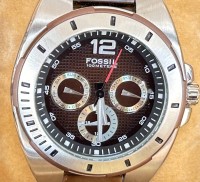 Auktion 358 / Los 2028 <br>Quartz HAU "Fossil" blue BQ-9285 110806, neuwertig, orig. Band, Werk nicht geprüft