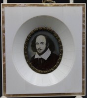 Miniatur-Malerei auf Bein, Shakespeare, gerahmt, RG 10,5 x 9,5cm.
