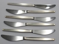 Auktion 358 / Los 11019 <br>6x Speisemesser, Georg Jensen, Cypress, 925er Griffe, ca. L-20cm