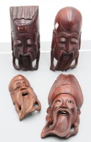 Auktion 358 / Los 15509 <br>4 kl. asiat. Wandmasken, je ca. H-19,5cm