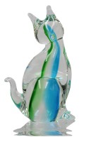 Auktion 358 / Los 10015 <br>Kunstglas-Katze, wohl Murano, H-13,5cm