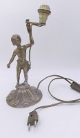 Auktion 358 / Los 16030 <br>Tischlampe mit figürl. Stand, wohl Bronze, hH-30 cm