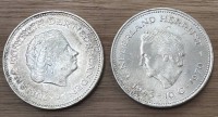 Auktion 358 / Los 6044 <br>2x 10 Gulden JOHANNA KÖNIGIN DER NIEDERLANDE 1970, Silber, zusammen 50,6 gr