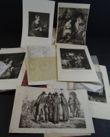 Kunstmappe "Radierungen neuerer Künstler" mit ca. 50-60 div. Blättern, Radierungen, Lithografienen etc, unsortiert und ungeprüft