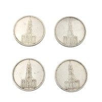 Auktion 358 / Los 6052 <br>4x 5 Reichsmark, Garnisonkirche Postdam, 1934/35, 55,5gr., ca. D-3cm