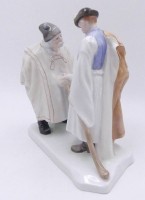 Auktion 368<br>Pferdehirten im Gespr&auml;ch "Herend" farbig gemalt, H-21 cm, B-21 cm