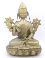 Auktion 358 / Los 15519 <br>grosser Bronze Buddha, wohl Tibet, älter, H-40,5 cm, B-30 cm