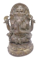 Los 15513 <br>gr. Ganesha Bronze, wohl  Tibet?, r&uuml;ckseitig Maske, H-27 cm, B-17 cm