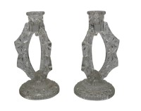 Auktion 358 / Los 10036 <br>Paar Press-Kristall-Leuchter, älter, je ca. H-23cm