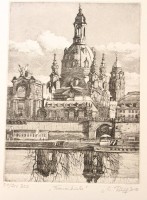 Auktion 358 / Los 5015 <br>M.Rehloff, Frauenkirche, Radierung, dat. 2017, 57/200, ungerahmt. BG 32,5 x 23cm