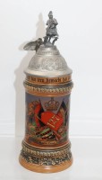 Auktion 358 / Los 7079 <br>Replik eines Reservistenkruges, Gerz, Infanterie, Zinndeckel (Figur beschädigt), ca. H-27cm