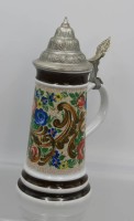 Auktion 358 / Los 8193 <br>hoher Krug mit Zinndeckel, Bareuther, H-26cm