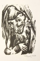Auktion 358 / Los 5028 <br>Rudolf KOCH (1902-1985), Kasperle, Holzschnitt, datiert 1950, ungerahmt, BG 35 x 21cm