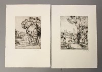 Auktion 358 / Los 5029 <br>2x Rudolf KOCH (1902-1985), Parkansichten, Radierungen, 1x datiert 1978, je ungerahmt, BG 38 x 27,5cm