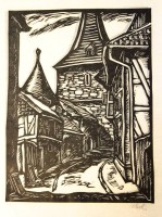 Auktion 358 / Los 5031 <br>Rudolf KOCH (1902-1985), Rothenburg o,T.?, Holzschnitt, ungerahmt, BG 35 x 39,5cm