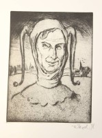 Auktion 358 / Los 5034 <br>Rudolf KOCH (1902-1985), Eulenspiegel, Radierung, ungerahmt, BG 33,5 x 27cm