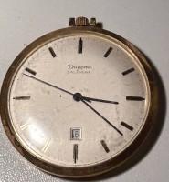Auktion 358 / Los 2120 <br>mechan. Frackuhr "Dugena Calender" Werk läuft, Double-Gehäuse, Bügel fehlt, D-4 cm