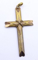 Auktion 359 / Los 1006 <br>Brustkreuz Anhänger, Gold um 10 Kt, 65x33mm,, geprüft, 3,5 gr.