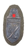 Auktion 359 / Los 7013 <br>Ärmelschild, Narvik, wohl aus der Zeit