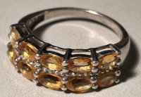 Auktion 359 / Los 1050 <br>Silberring-925- mit gelben Steinen, RG 58, 3,6 gr