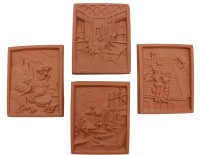 Auktion 359 / Los 9003 <br>4x kl. Relief-Wandbilder, div. Berufsstände, verso Müller -Dachziegel 2018, je ca. 12,5 x 10,5cm