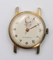 Auktion 359 / Los 2035 <br>Vintage-Herrenarmbanduhr, Achile de Luxe, Handaufzug, Werk läuft, ohne Band, Tragespuren, D-3,5cm