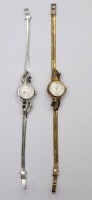 Auktion 359 / Los 2044 <br>2x Damenarmbanduhren, Condor, je  in 835er Silber, Werke laufen, Saphirbesatz, 1x vergoldet, zus. ca. 27,4gr.