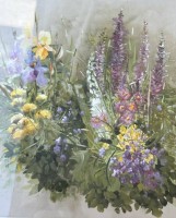 Auktion 359 / Los 4027 <br>unleserl. sign. grosses Aquarell "Feldblumenstrauß", ger/Glas, RG  84x84 cm (Sperrgut)