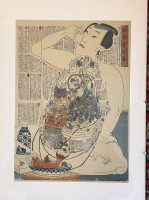 Auktion 359 / Los 15520 <br>Utagawa Kunisada (1786-1864) "Inshoku yojo Kagami" Kunstdruck, MG 32x23 cm