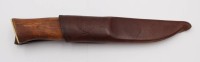 Auktion 359 / Los 16011 <br>Jagdmesser "Brusletto", Lederscheide, Finnland, L-23cm