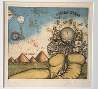 Auktion 359 / Los 5026 <br>Uwe BREMER (1940)  "Regina Cygni" (1974), Farbradierung,  Nr. 25/100,  22 x 23,5 cm, gut gerGlas, RG  43x52 cm
