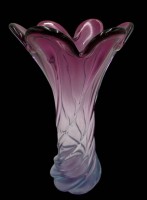 Auktion 359 / Los 10011 <br>hohe Murano Vase, blau/klar/lila, H-28 cm