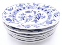 Auktion 359 / Los 8039 <br>6 Beilagenteller "Meissen" Zwiebelmuster,  1.Wahl, D-15,5 cm