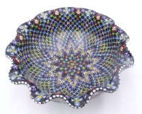 Auktion 359 / Los 9016 <br>kl. handgemalte Schale aus Rabat, arabisch signiert  , H-5 cm, D-13 cm