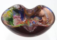 Auktion 359 / Los 10012 <br>Ascher, wohl Murano, farbige Einschmelzungen, H-5,5cm B-13cm