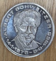 Auktion 359 / Los 6023 <br>Silber-Medaille-990-, Albert  Schweitzer, D-3,5 cm, 14,7 gr