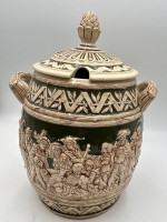 Auktion 359 / Los 9025 <br>gr. Westerwälder Bowle, umlaufend figürl. Szenen, H-35 cm, B-25 cm