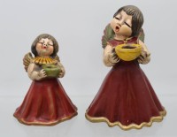 Auktion 359 / Los 9042 <br>2x Bozner-Kerzenengel, Thun, ca. H-20cm und  H-15cm, Gebrauchsspuren