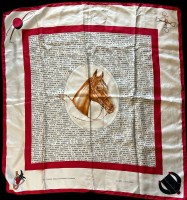 Auktion 359 / Los 13017 <br>gr. Seiden-Kopftuch von Cerruti-Paris für Grayson Jockey Club, ca.  90x90 cm