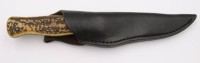 Auktion 359 / Los 16042 <br>älteres Jagdmesser, Griffschalen aus Geweih, ca. L-22cm