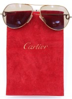 Auktion 366<br>CARTIER VINTAGE Sonnenbrille "ROMANCE SANTOS", anbei Schutzhülle, 1x Bügel mit Riss, sowie am Steg ein Fehlteil