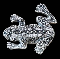 Auktion 360 / Los 1002 <br>Brosche-Silber-925- Frosch mit Markasiten, L-2,8 cm, 8,2 gr.